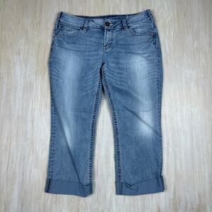 Silver Jeans Suki Capri Cropped Mid Rise Blue Denim Everyday Casual Jeans 32